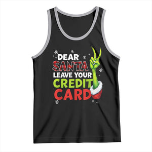 Funny Christmas Tank Top Dear Santa Leave Your Credit Card Red Plaid Pajamas TS10 Black Athletic Heather Print Your Wear
