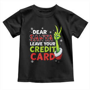 Funny Christmas Toddler T Shirt Dear Santa Leave Your Credit Card Red Plaid Pajamas TS10 Black Print Your Wear