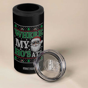 Where's My Ho At Matching Ugly Christmas 4 in 1 Can Cooler Tumbler Santa Funny Couples TS10 Print Your Wear