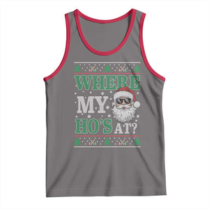 Where's My Ho At Matching Ugly Christmas Tank Top Santa Funny Couples TS10 Deep Heather Red Print Your Wear