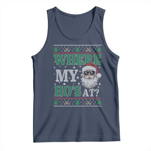 Where's My Ho At Matching Ugly Christmas Tank Top Santa Funny Couples TS10 Navy Print Your Wear