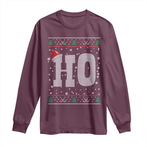 Where's My Ho At Matching Ugly Christmas Long Sleeve Shirt Ho Funny Couples TS10 Maroon Print Your Wear