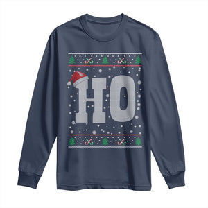 Where's My Ho At Matching Ugly Christmas Long Sleeve Shirt Ho Funny Couples TS10 Navy Print Your Wear