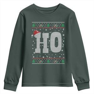 Where's My Ho At Matching Ugly Christmas Youth Sweatshirt Ho Funny Couples TS10 Dark Forest Green Print Your Wear