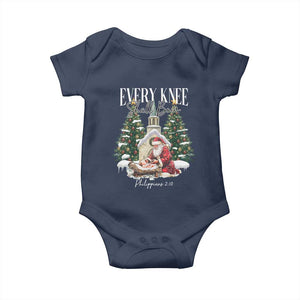 Every Knee Shall Bow Baby Onesie Nativity Scene Santa and Baby Jesus Christmas TS10 Navy Print Your Wear