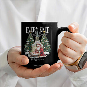 Every Knee Shall Bow Coffee Mug Nativity Scene Santa and Baby Jesus Christmas TS10 Print Your Wear
