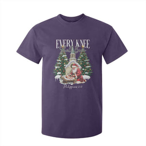 Every Knee Shall Bow T Shirt For Kid Nativity Scene Santa and Baby Jesus Christmas TS10 Purple Print Your Wear