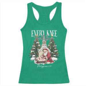 Every Knee Shall Bow Racerback Tank Top Nativity Scene Santa and Baby Jesus Christmas TS10 Irish Green Print Your Wear