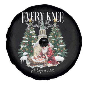 Every Knee Shall Bow Spare Tire Cover Nativity Scene Santa and Baby Jesus Christmas TS10 Print Your Wear