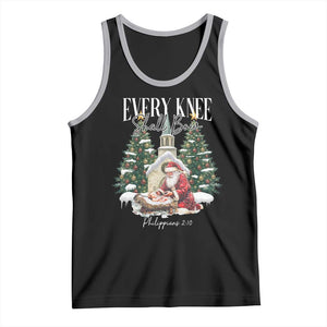 Every Knee Shall Bow Tank Top Nativity Scene Santa and Baby Jesus Christmas TS10 Black Athletic Heather Print Your Wear
