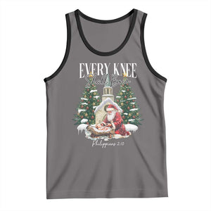 Every Knee Shall Bow Tank Top Nativity Scene Santa and Baby Jesus Christmas TS10 Deep Heather Black Print Your Wear