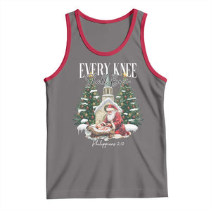 Every Knee Shall Bow Tank Top Nativity Scene Santa and Baby Jesus Christmas TS10 Deep Heather Red Print Your Wear