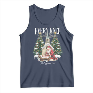 Every Knee Shall Bow Tank Top Nativity Scene Santa and Baby Jesus Christmas TS10 Navy Print Your Wear