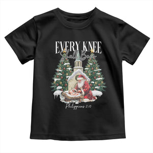 Every Knee Shall Bow Toddler T Shirt Nativity Scene Santa and Baby Jesus Christmas TS10 Black Print Your Wear