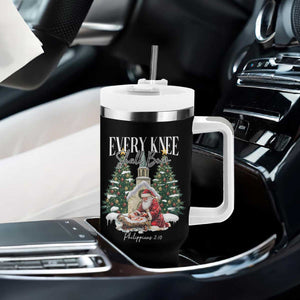 Every Knee Shall Bow Tumbler With Handle Nativity Scene Santa and Baby Jesus Christmas TS10 Print Your Wear