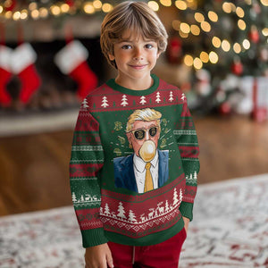 Trump Bitcoin Ugly Christmas Sweater 2024 President Funny Golden Trump Bubble Gum TS10 Christmas Print Your Wear