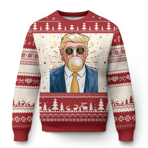 Trump Bitcoin Ugly Christmas Sweater 2024 President Funny Golden Trump Bubble Gum TS10 Red Print Your Wear