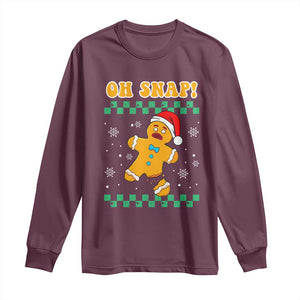 Gingerbread Man Oh Snap Christmas Long Sleeve Shirt TS10 Maroon Print Your Wear