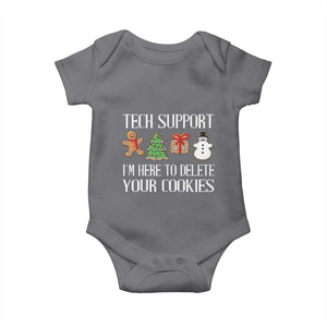 Christmas Tech Support Baby Onesie Here To Delete Cookies IT Xmas TS10 Charcoal Print Your Wear