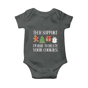 Christmas Tech Support Baby Onesie Here To Delete Cookies IT Xmas TS10 Dark Heather Print Your Wear