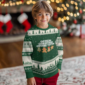 Official Xmas Cookie Tester Ugly Christmas Sweater Taster Baking Crew Sibling Matching TS10 Forest Green Beige Print Your Wear