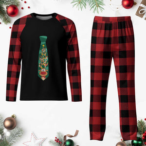 Funny Plaid Pajama Set Tie With Reindeer For Family Matching Ugly Gift TS10 Buffalo Plaid Print Your Wear