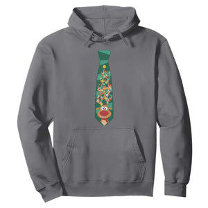 Funny Christmas Hoodie Tie With Reindeer For Family Matching Ugly Gift TS10 Charcoal Print Your Wear