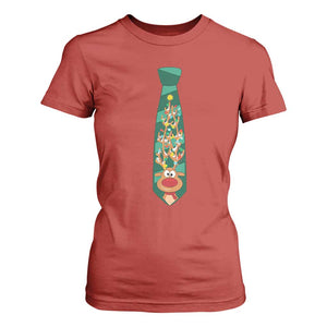 Funny Christmas T Shirt For Women Tie With Reindeer For Family Matching Ugly Gift TS10 Red Print Your Wear