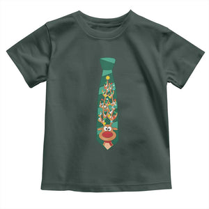 Funny Christmas Toddler T Shirt Tie With Reindeer For Family Matching Ugly Gift TS10 Dark Forest Green Print Your Wear