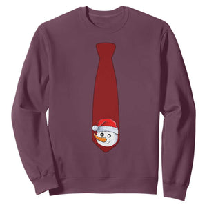 Funny Christmas Sweatshirt Tie With Snowman For Family Matching Ugly Gift TS10 Maroon Print Your Wear