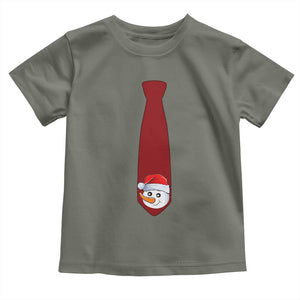 Funny Christmas Toddler T Shirt Tie With Snowman For Family Matching Ugly Gift TS10 Military Green Print Your Wear