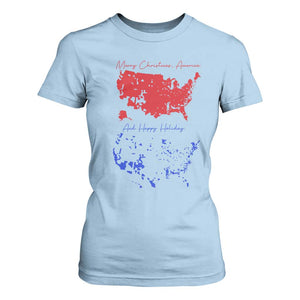 Funny Christmas Trump T Shirt For Women 2024 Electoral Map Merry Christmas America Happy Holiday TS10 Light Blue Print Your Wear