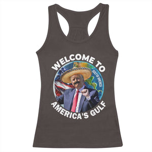 America's Gulf Mexico Racerback Tank Top Trump Sombrero Dancing Funny Map TS10 Dark Chocolate Print Your Wear