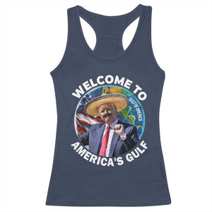America's Gulf Mexico Racerback Tank Top Trump Sombrero Dancing Funny Map TS10 Navy Print Your Wear