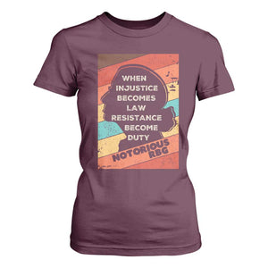 When Injustice Becomes Law Resistance Becomes Duty T Shirt For Women Political Protest Feminist RGB TS10 Maroon Print Your Wear