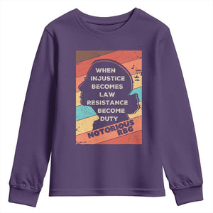When Injustice Becomes Law Resistance Becomes Duty Youth Sweatshirt Political Protest Feminist RGB TS10 Purple Print Your Wear