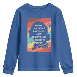 When Injustice Becomes Law Resistance Becomes Duty Youth Sweatshirt Political Protest Feminist RGB TS10 Royal Blue Print Your Wear