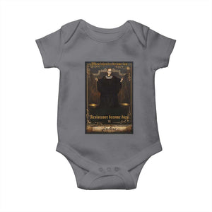 Tarot Card RBG Baby Onesie When Injustice Becomes Law Resistance Becomes Duty TS10 Charcoal Print Your Wear
