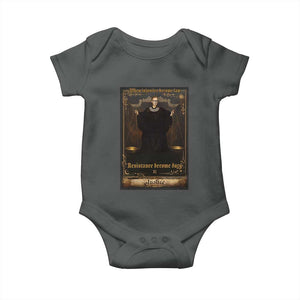 Tarot Card RBG Baby Onesie When Injustice Becomes Law Resistance Becomes Duty TS10 Dark Heather Print Your Wear