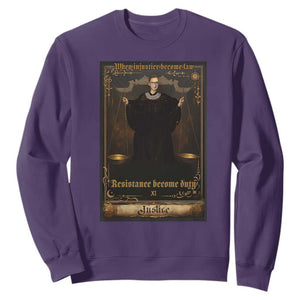 Tarot Card RBG Sweatshirt When Injustice Becomes Law Resistance Becomes Duty TS10 Purple Print Your Wear