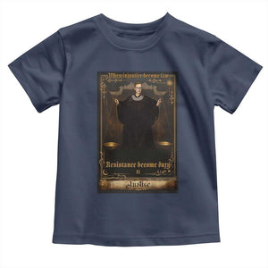 Tarot Card RBG Toddler T Shirt When Injustice Becomes Law Resistance Becomes Duty TS10 Navy Print Your Wear