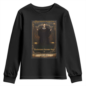 Tarot Card RBG Youth Sweatshirt When Injustice Becomes Law Resistance Becomes Duty TS10 Black Print Your Wear