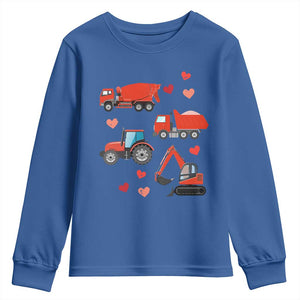 Excavator Construction Youth Sweatshirt Car Tractor Truck Lovers TS10 Royal Blue Print Your Wear