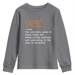 92 Percent Black Woman Power Youth Sweatshirt The 92% African American Melanin Girls TS10 Charcoal Print Your Wear