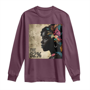 The 92% Black Women Power Long Sleeve Shirt 92 Percent Floral Melanin Girls TS10 Maroon Print Your Wear