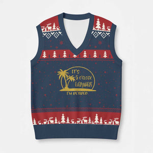 Retirement V-Neck Knit Sweater Vest It's 5 O'clock Everywhere I'm Retired Summer Vibes TS10 Navy Red Print Your Wear