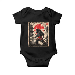 Samurai Bigfoot Baby Onesie Japanese Vintage Sasquatch Graphic Ukiyo-e Art Funny TS10 Black Print Your Wear