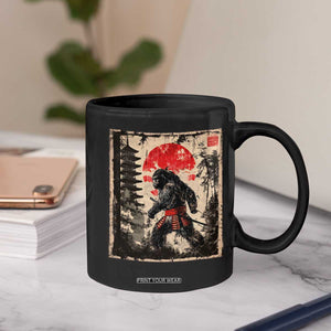 Samurai Bigfoot Coffee Mug Japanese Vintage Sasquatch Graphic Ukiyo-e Art Funny TS10 Print Your Wear