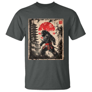 Samurai Bigfoot T Shirt Japanese Vintage Sasquatch Graphic Ukiyo-e Art Funny TS10 Dark Heather Print Your Wear