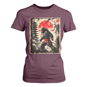 Samurai Bigfoot T Shirt For Women Japanese Vintage Sasquatch Graphic Ukiyo-e Art Funny TS10 Maroon Print Your Wear